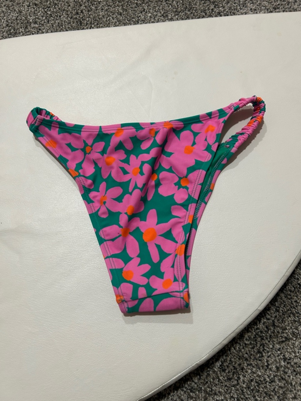 Bright Floral Bikini Bottoms in Green & Pink - Picture 2 of 3